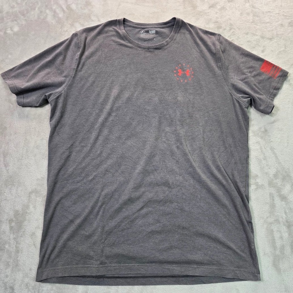 Under Armour Wounded Warrior Project Freedom T-Shirt Mens XL Gray Red Graphic